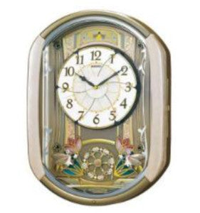 Seiko Pared Reloj RE567G Radio Analógico 30 Canciones Melodía Giratorio Decorar